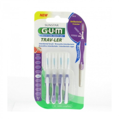 GUM - Manche par 4 unites avec brosette extra fine 1.2 mm ref 1512