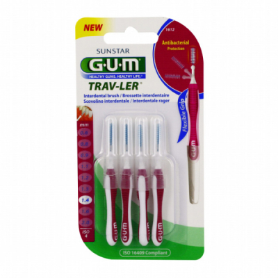 GUM - Manche par 4 unites avec brossette fine 1.4mm ref 1612
