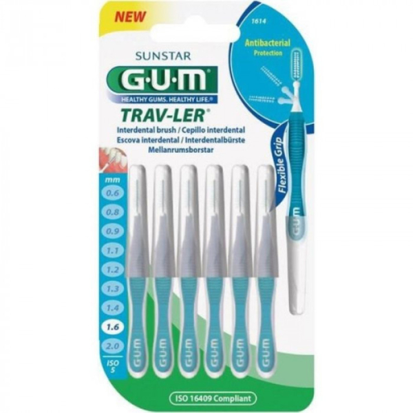 GUM - 6 Brossettes interdentaires fine 1.6 mm ref 1614