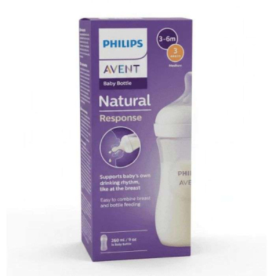 AVENT - Biberon natural response 3mois + 260 ml 9 oz