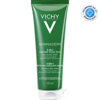 VICHY - Normaderm 3 en 1exfoliant nettoyant masque 125 ml