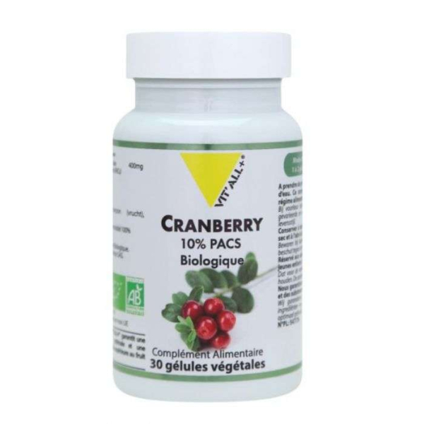 VIT'ALL+ - Cranberry 10% pacs biologique 30 gelules
