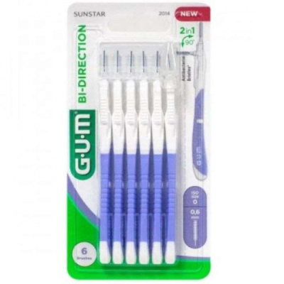 GUM - Manche par 6 unites avec brossette mega micri fine 0.6 mm ref 2014