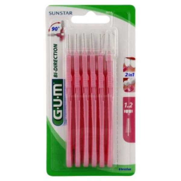 GUM - Manche par 6 unites avec brosette fine 1.2 mm ref 2614