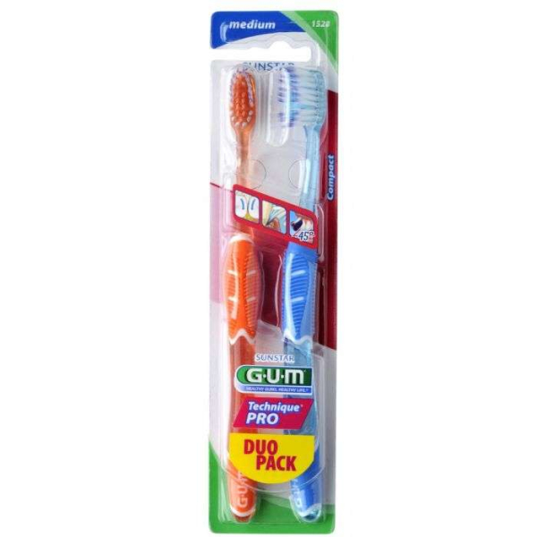 GUM - Duo pack brosse a dents technique pro medium compact 1528