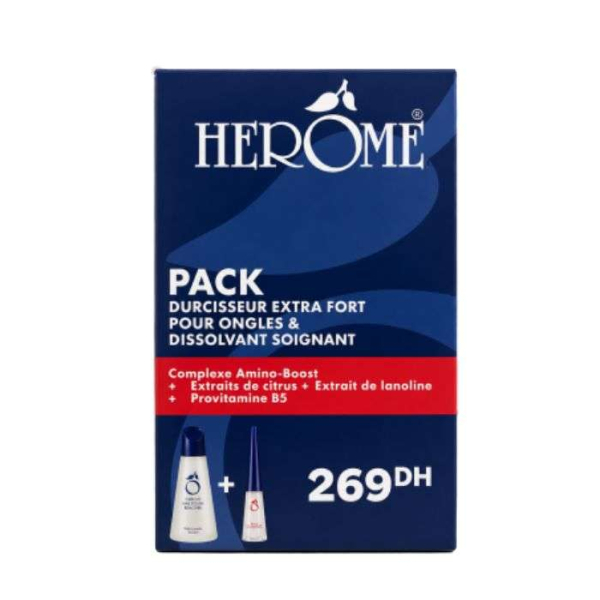 HEROME - Dissolvant soignant 120ml + durcisseur extra fort pour ongles 10ml