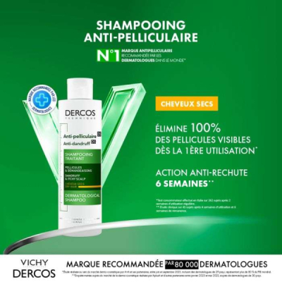DERCOS - Vichy dercos shampoing anti pelliculaire ds cheveux secs 200 ml