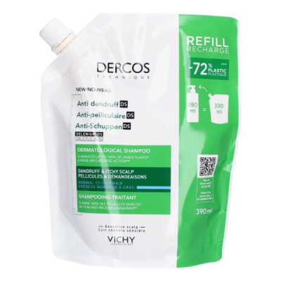 DERCOS - Vichy dercos anti pelliculaire shampoing cheveux gras recharge 390 ml