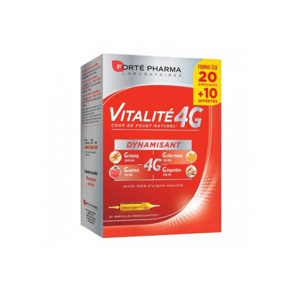 FORTE PHARMA - Vitalite 4g defenses 20 ampoules + 10 ampoules offertes